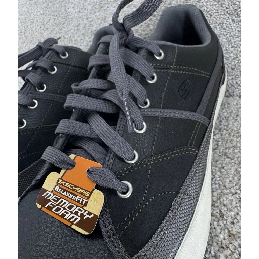 Skechers Relaxed Fit Planfix Romelo Sneaker Men's 13 Charcoal Leather New in Box